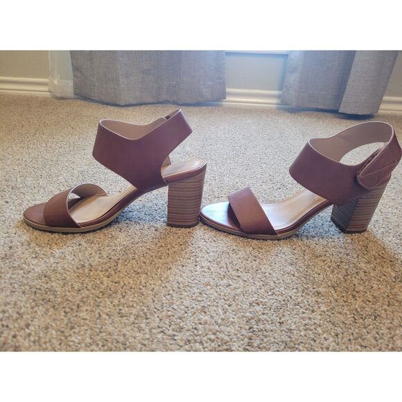 Soda Shoes - Soda Womens Block Heel Sandals Size 8 Cognac Brown Ankle Strap Open Toe